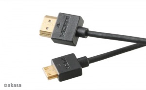 Obrzok AKASA AK-CBHD13-20BK Proslim HDMI - mini HDMI M  - AK-CBHD13-20BK