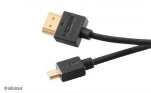 Obrzok AKASA AK-CBHD14-20BK Proslim HDMI - micro HDMI M  - AK-CBHD14-20BK