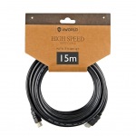 Obrázok produktu 4World Kabel HDMI - HDMI High Speed s Ethernet (v1.4),  3D,  HQ,  BLK,  15m