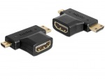 Obrzok produktu Delock adaptr HDMI-A samica > HDMI-C + HDMI-D samec,  ierny