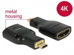 Obrzok produktu Delock adapter HDMI Micro-D(M)->HDMI(F) High Speed HDMI with Ethernet 4k