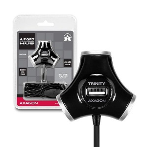 Obrzok AXAGON HUE-X3B 4x USB2.0 TRINITY BLACK hub - HUE-X3B