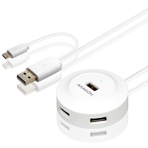 Obrzok AXAGON HUE-X6G 4x USB2.0 hub 80cm cable  - HUE-X6G