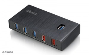 Obrzok AKASA USB hub 3.0 7x 2xfast Elite 7EX - AK-HB-14BKCM