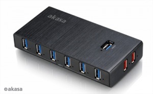 Obrzok AKASA USB hub 3.0 10x 2xfast Elite 10EX - AK-HB-15BKCM