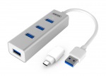 Obrzok produktu Unitek Y-3082B Hub 4x USB 3.0,  hlinkov + USB typ-C adaptr