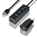 Obrzok produktu AXAGON HUE-S2BP 4x USB3.0 CHARGING hub 1.2m cable,  mUSB s nap.zdrojom