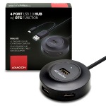 Obrzok produktu AXAGON 4x USB2.0 cable hub + micro USB OTG BLACK