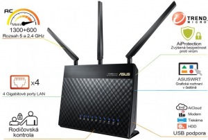 Obrzok Asus RT-AC68U AC1900 - 90IG00C0-BM3010