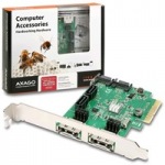 Obrzok produktu AXAGO,  PCES-SH4,  PCI express karta,  2x e-SATA,  4x intern SATA 6G radi,  RAID