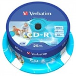 Obrzok produktu Verbatim CD-R 25 pack 52x / 700MB / AZO Wide Inkjet Printable