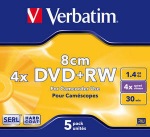 Obrzok produktu Verbatim DVD+RW 1-4x / 1.4GB / Jewel / 8cm cena za 1 kus