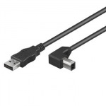 Obrzok produktu USB2.0 A-B kbel M / M,  2.0m,  prepojovac,  ierny,  so zahnutm B konektorem 90