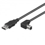 USB2.0 A-B kábel M / M, 2.0m, prepojovací, čierny, so zahnutým B konektorem 90° | Obrázok produktu USB2.0 A-B kábel M / M, 2.0m, prepojovací, čierny, so zahnutým B konektorem 90°
